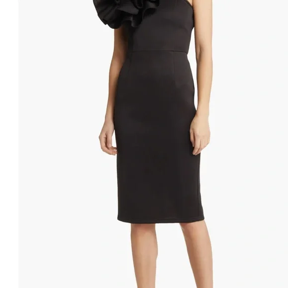 Nikki Lund Elegant Black One-Shoulder Dress - Picture 15 of 16